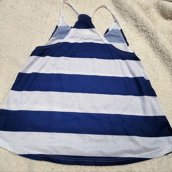 Tank top Size Med. Blue and white thick stripes,  racerback NWOT - Picture 2 of 6